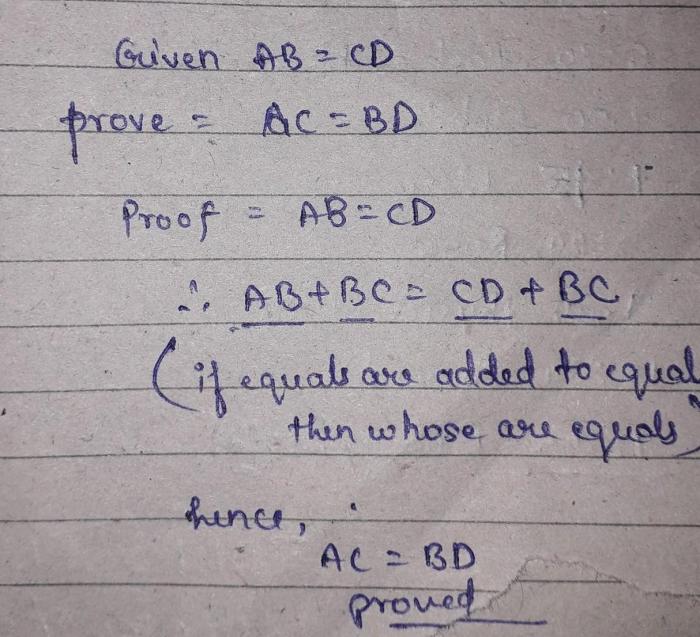 Euclid prove given bd ab cd ac then figure also if write