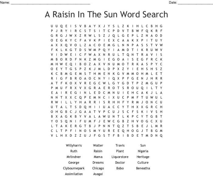 A raisin in the sun word search answer key