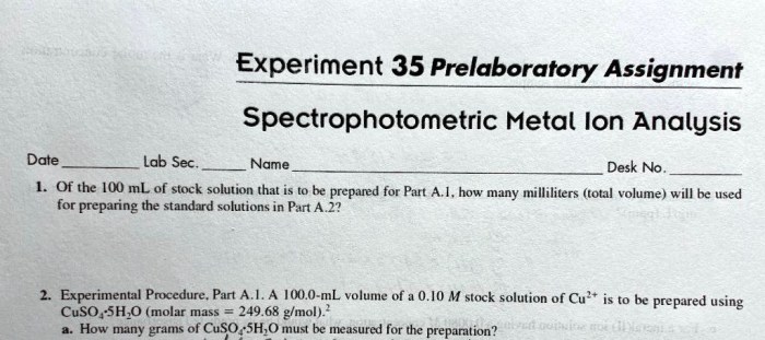 Experiment 35 spectrophotometric metal ion analysis