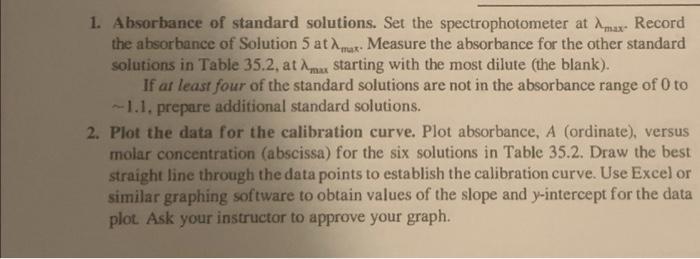 Experiment 35 spectrophotometric metal ion analysis