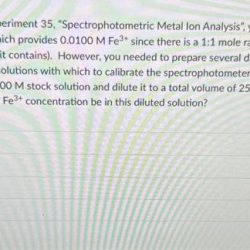 Experiment 35 spectrophotometric metal ion analysis